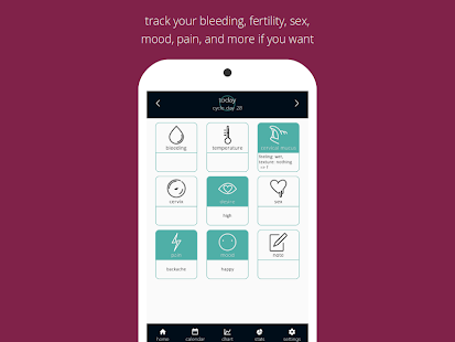 Screenshot of drip. menstrual cycle and fertility tracking