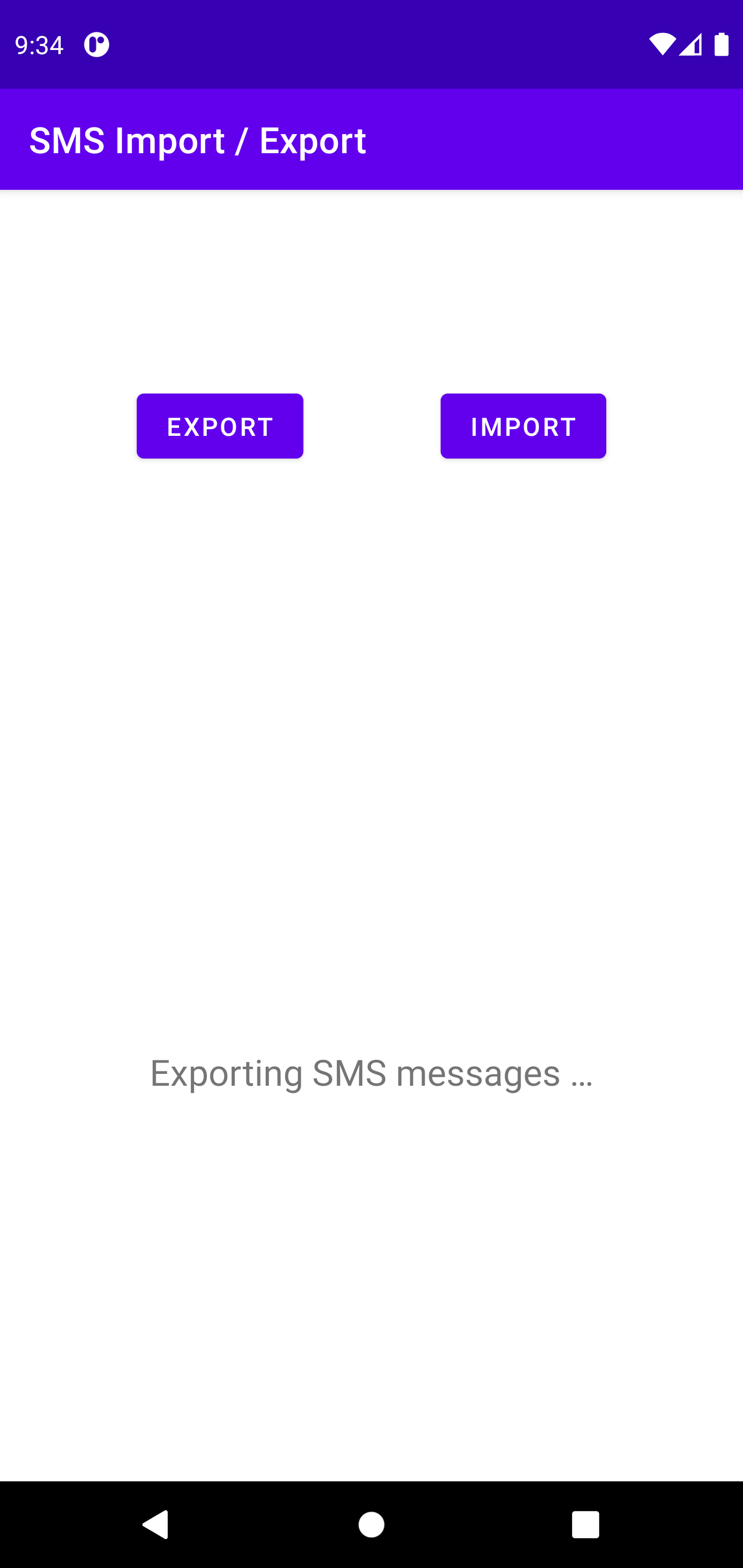 Screenshot of SMS Import / Export