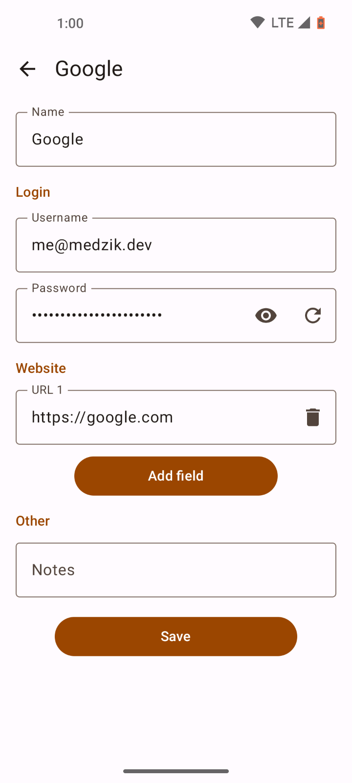 Screenshot of LibrePass
