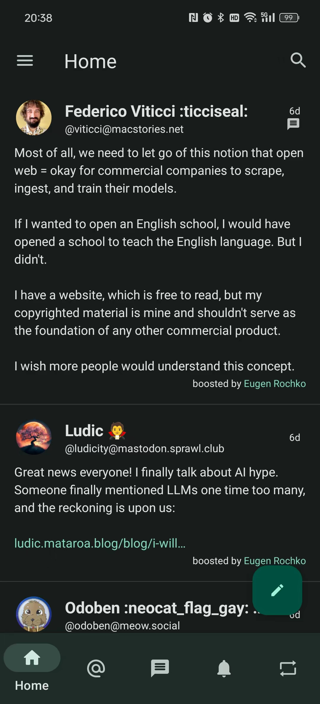 Screenshot of FocusMastodon