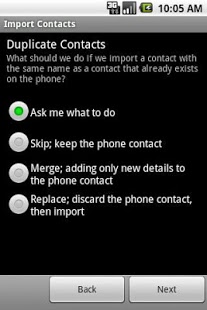 Screenshot of Import Contacts