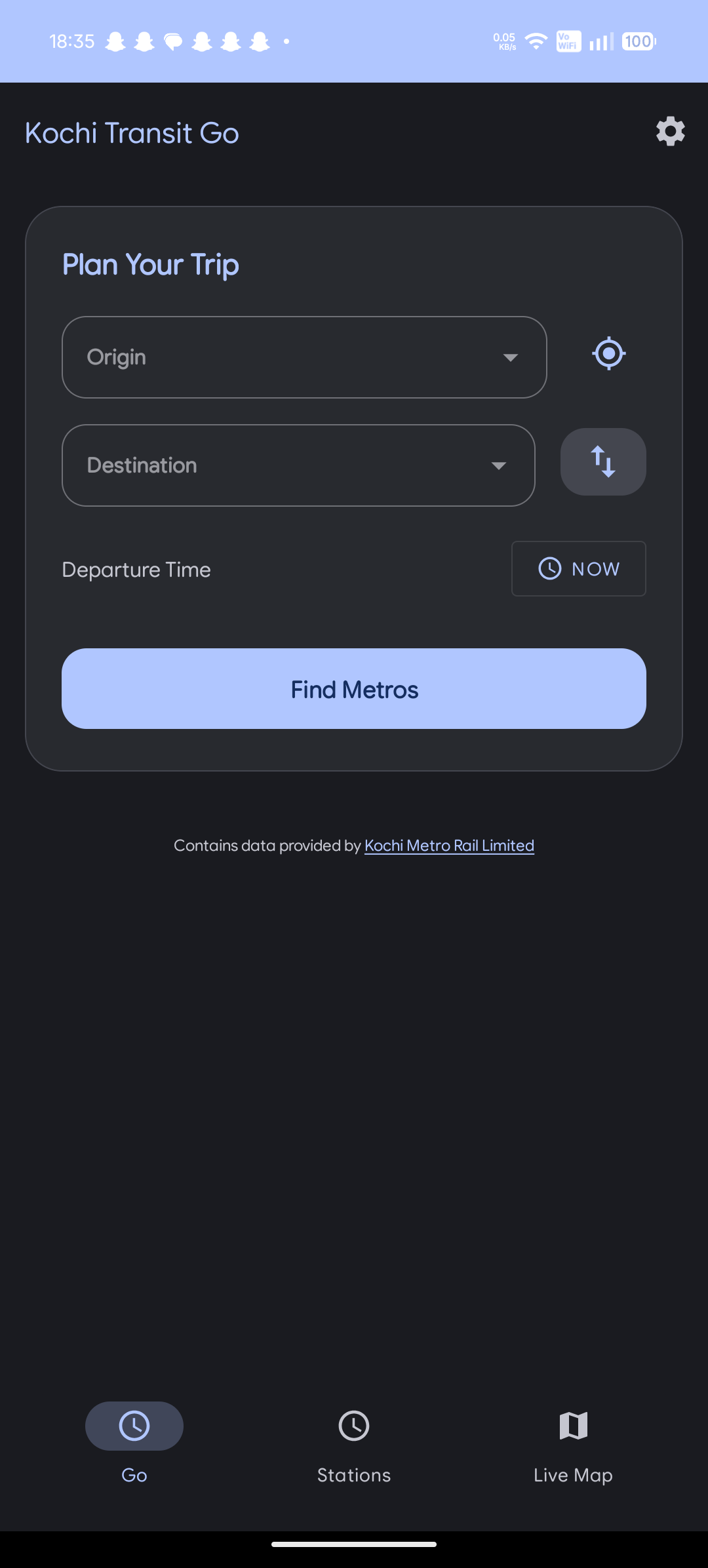 Screenshot of Kochi Transit Go