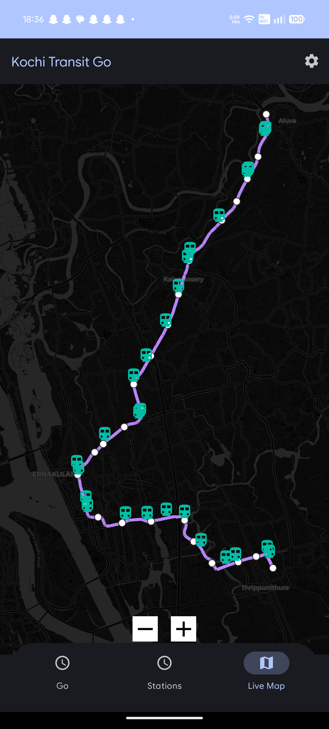 Screenshot of Kochi Transit Go