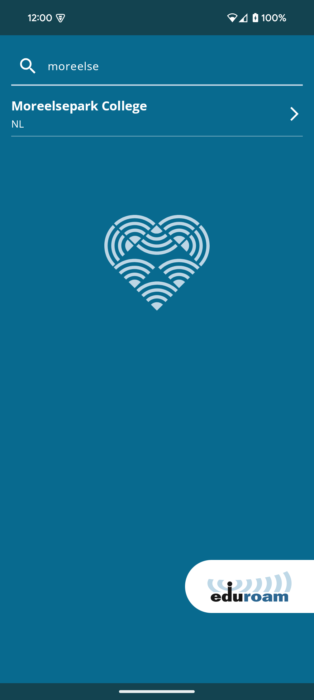 Screenshot of geteduroam