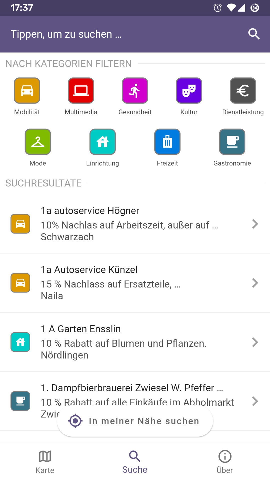Screenshot of Ehrenamtskarte Bayern