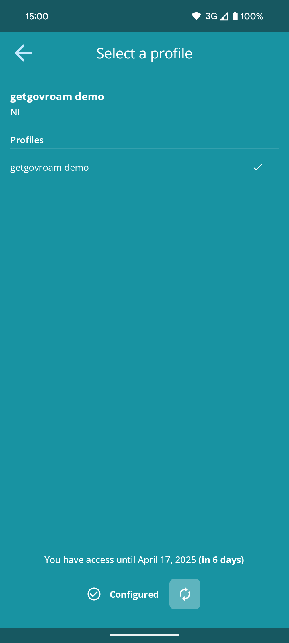 Screenshot of getgovroam