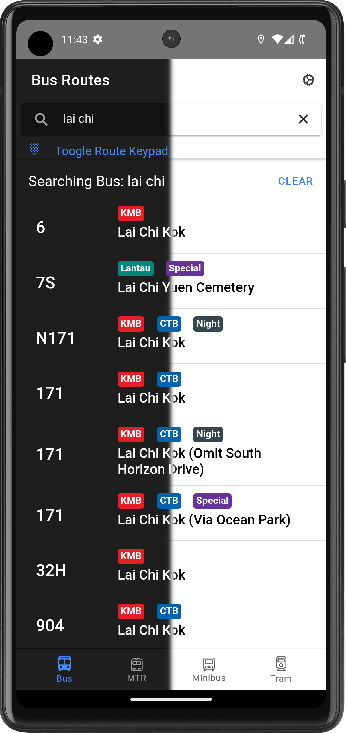 Screenshot of HK Transport