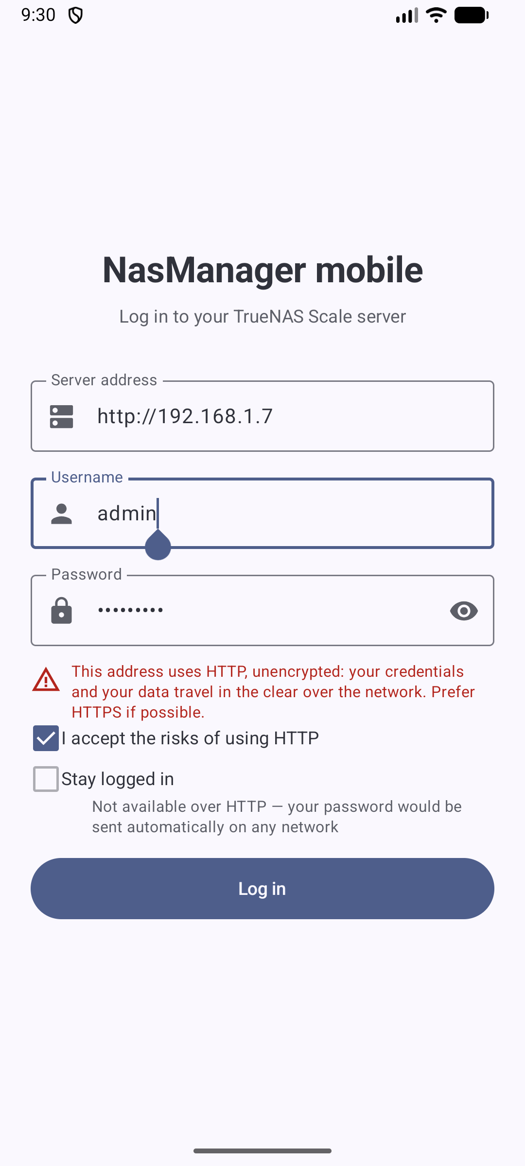 Screenshot of NasManager