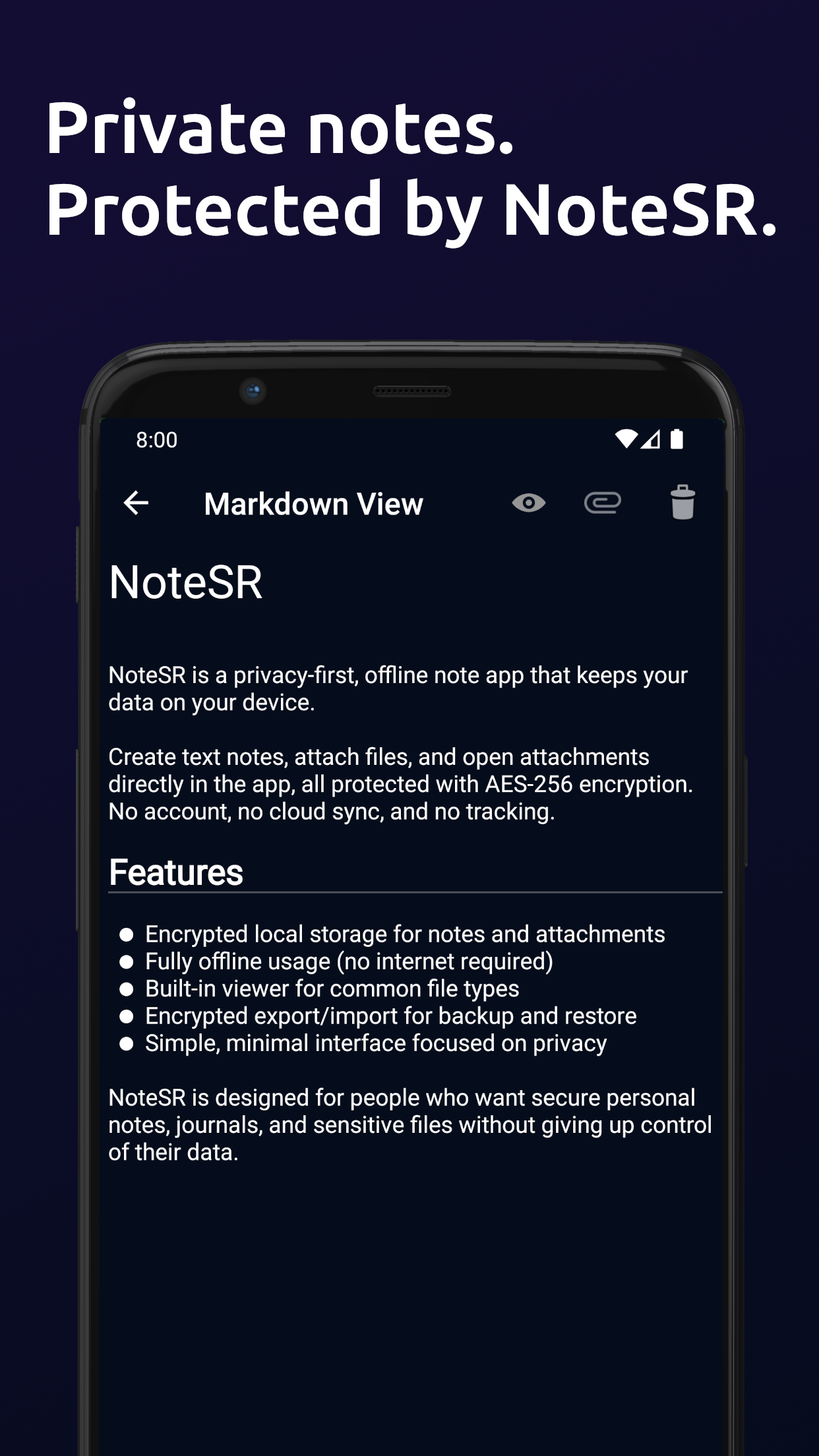 Screenshot of NoteSR - Encrypted Notes