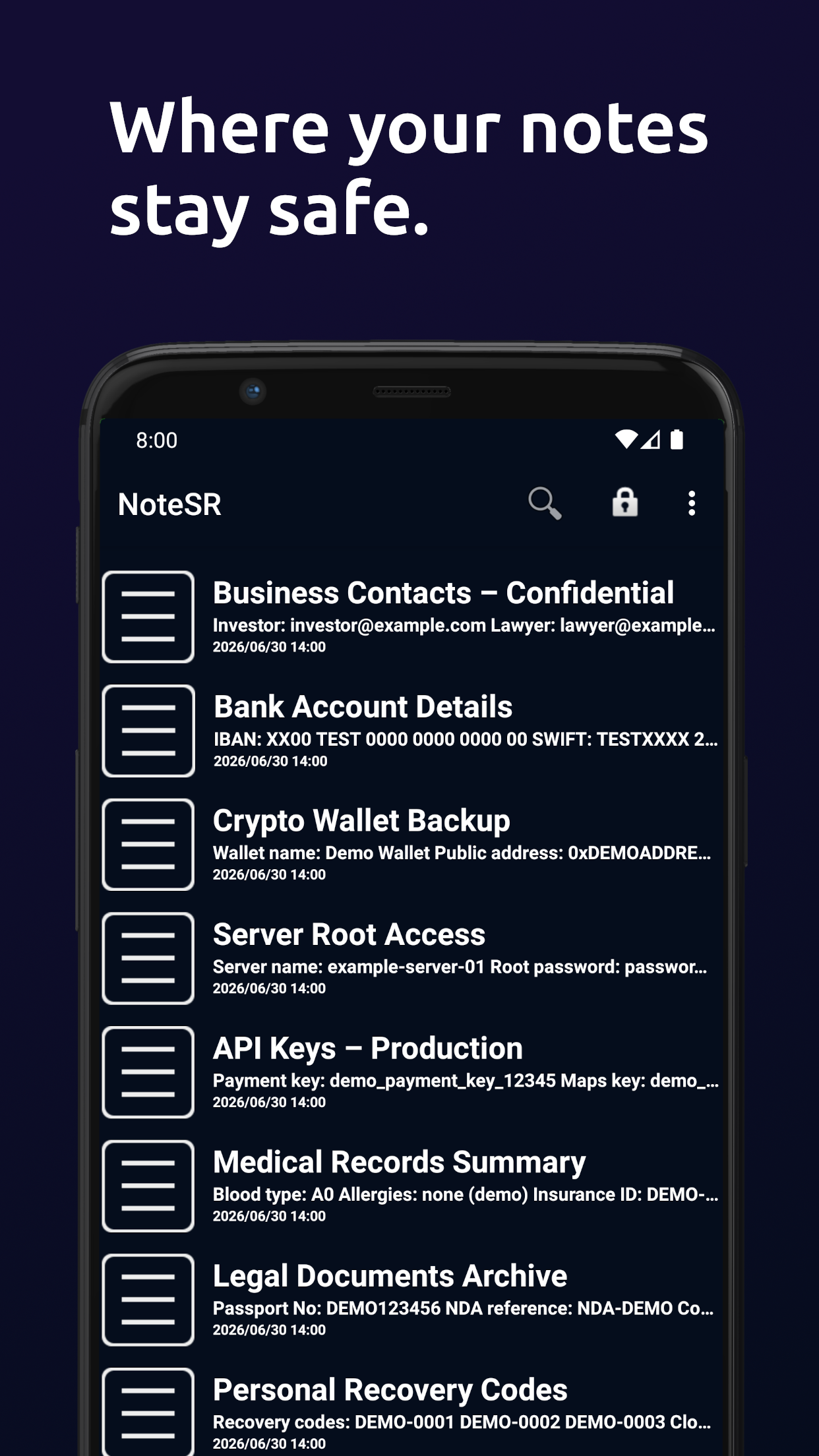 Screenshot of NoteSR - Encrypted Notes