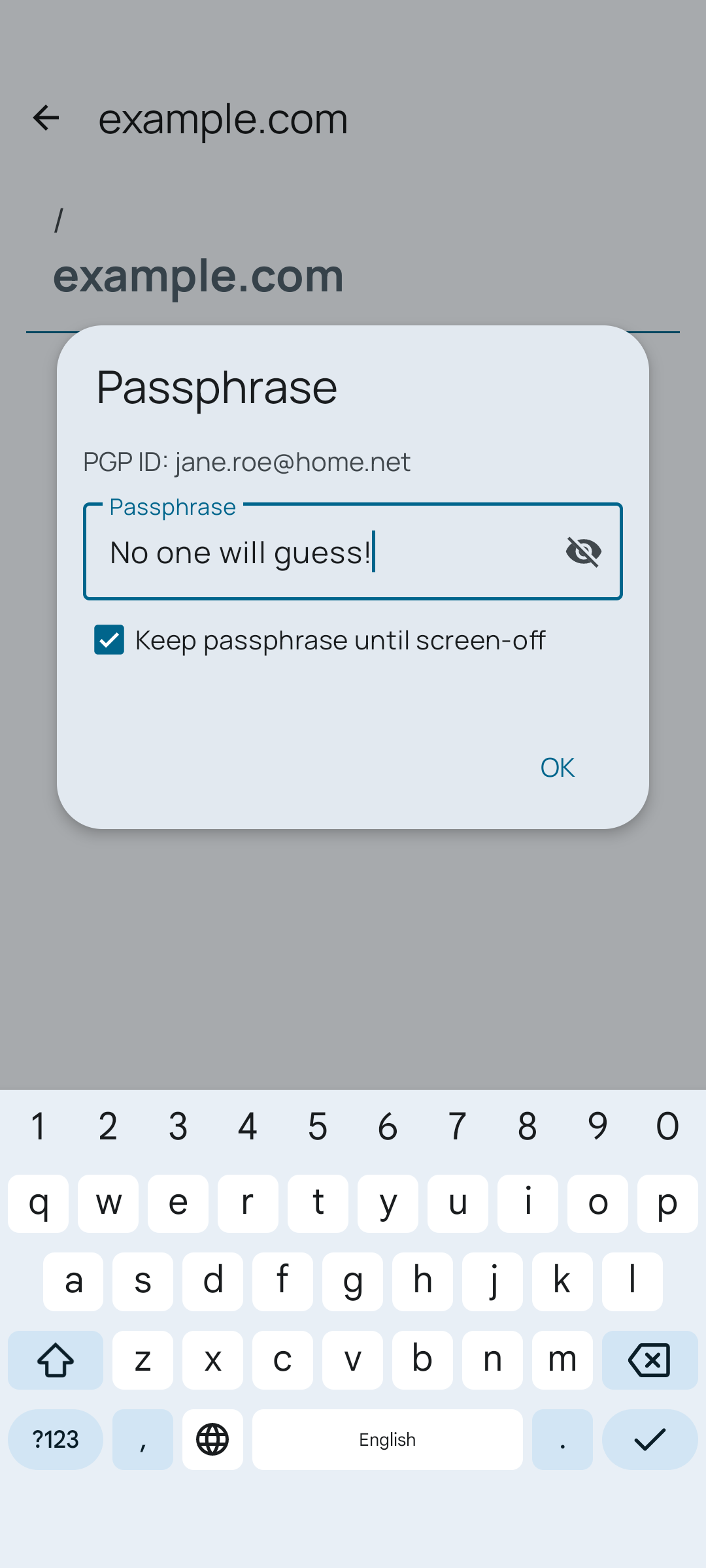 Screenshot of Password Store