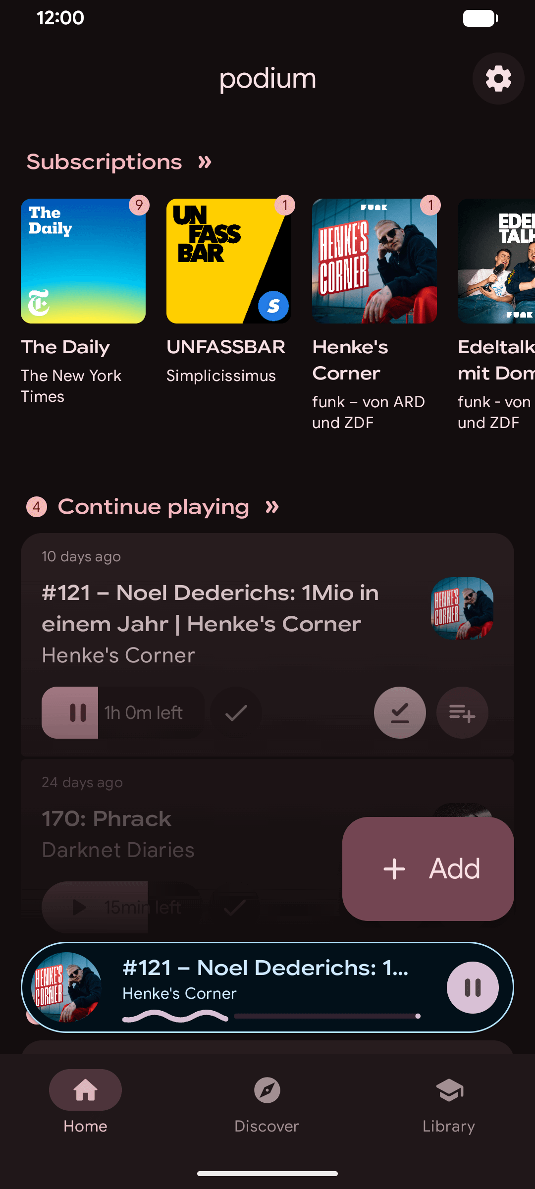 Screenshot of podium (Podcasts)