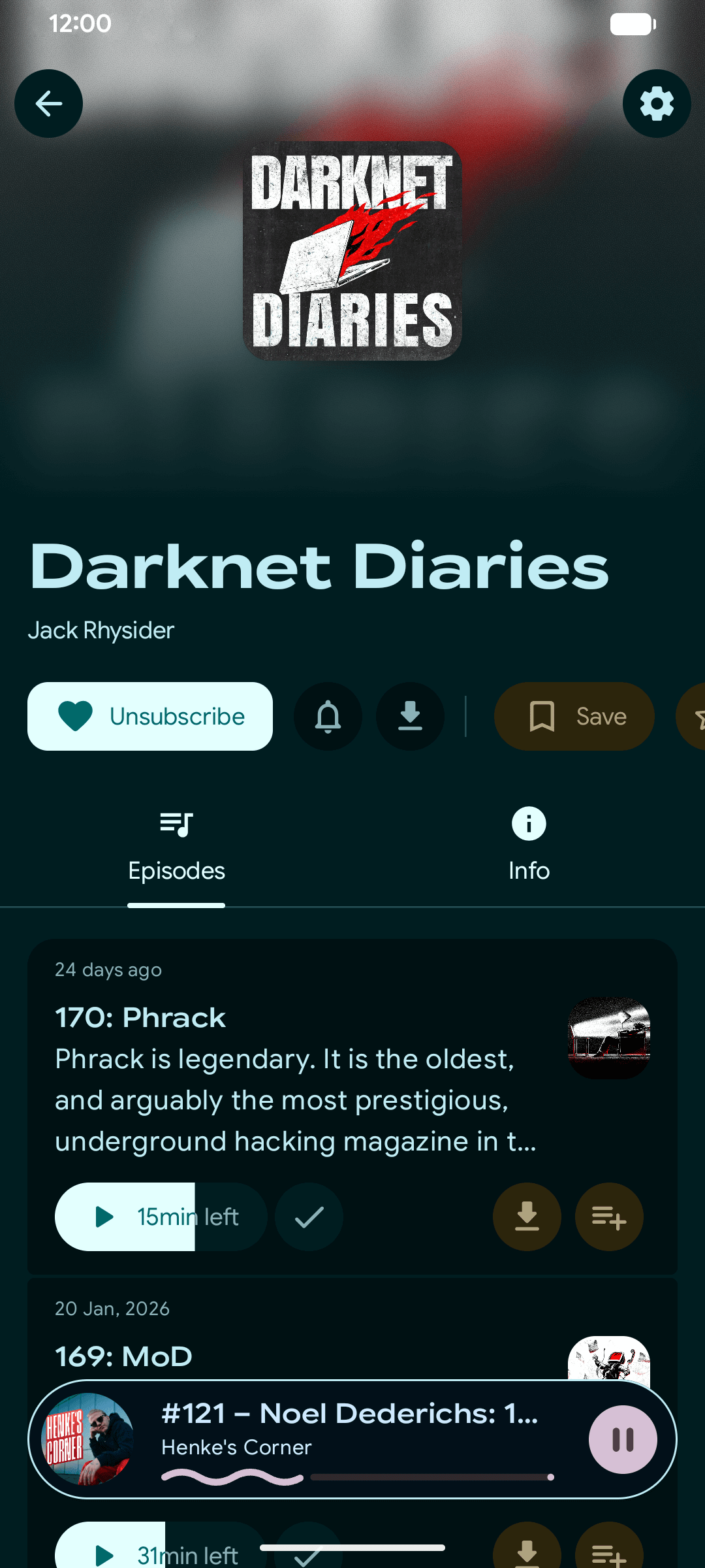 Screenshot of podium (Podcasts)