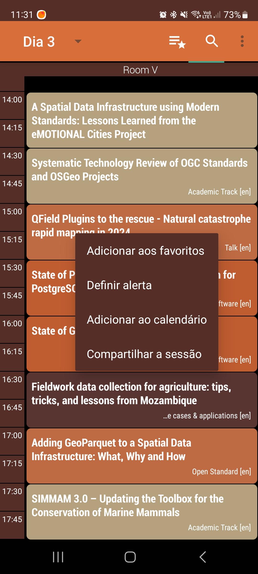 Screenshot of FOSS4G 2024 Schedule