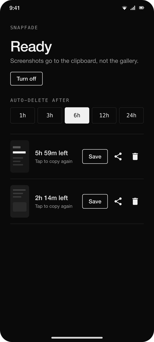 Screenshot of SnapFade