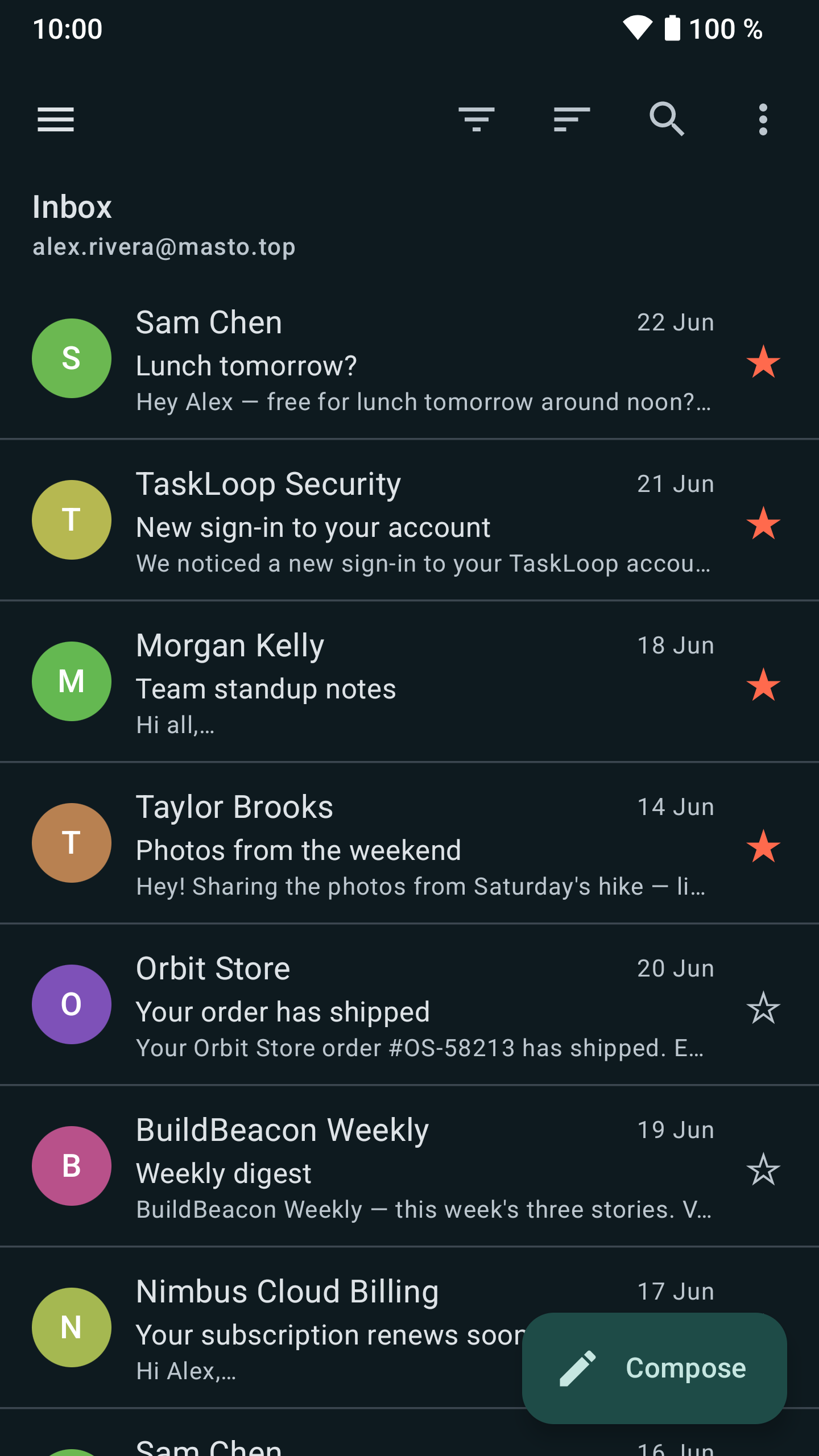 Screenshot of Sterna Mail