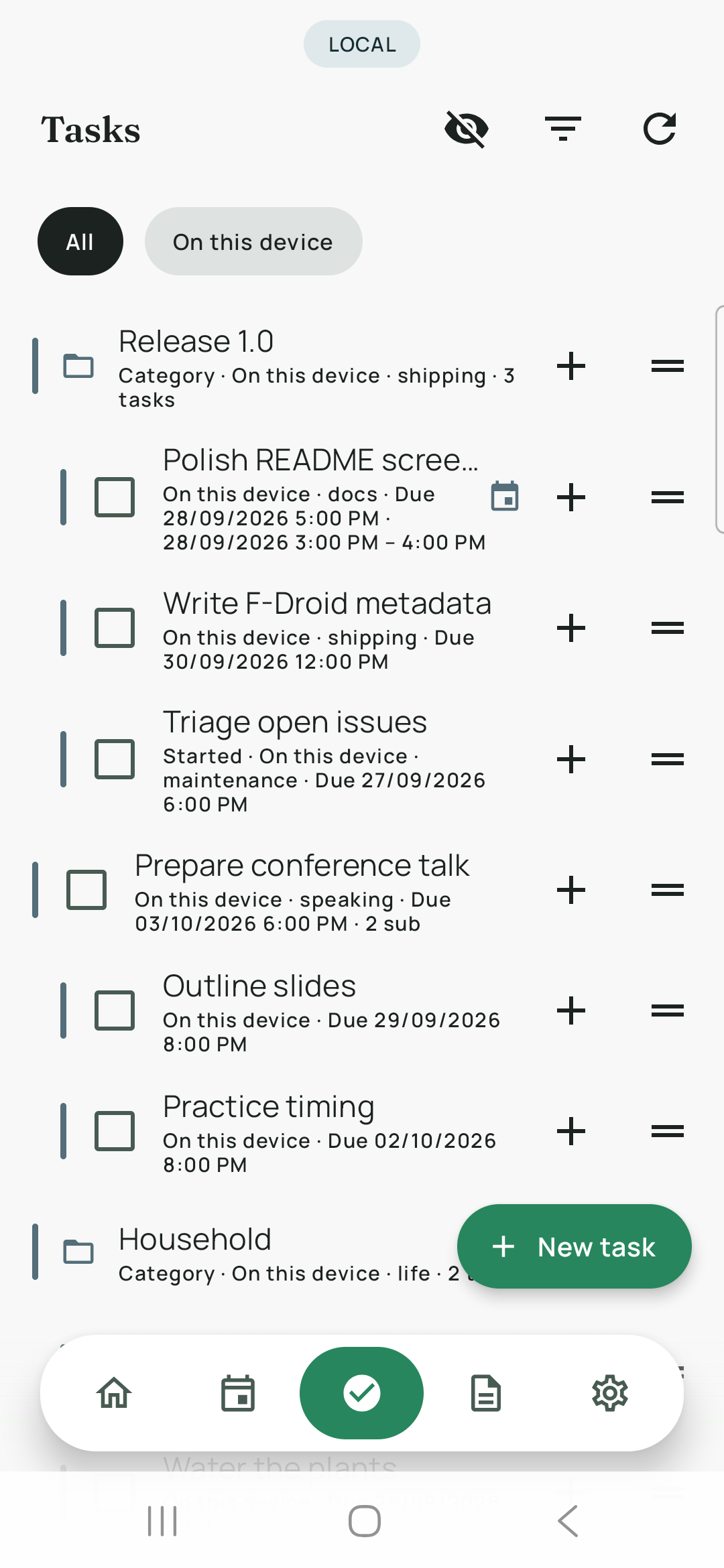 Screenshot of TaskDav