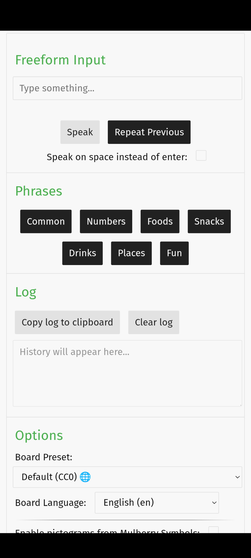 Screenshot of Udderance AAC