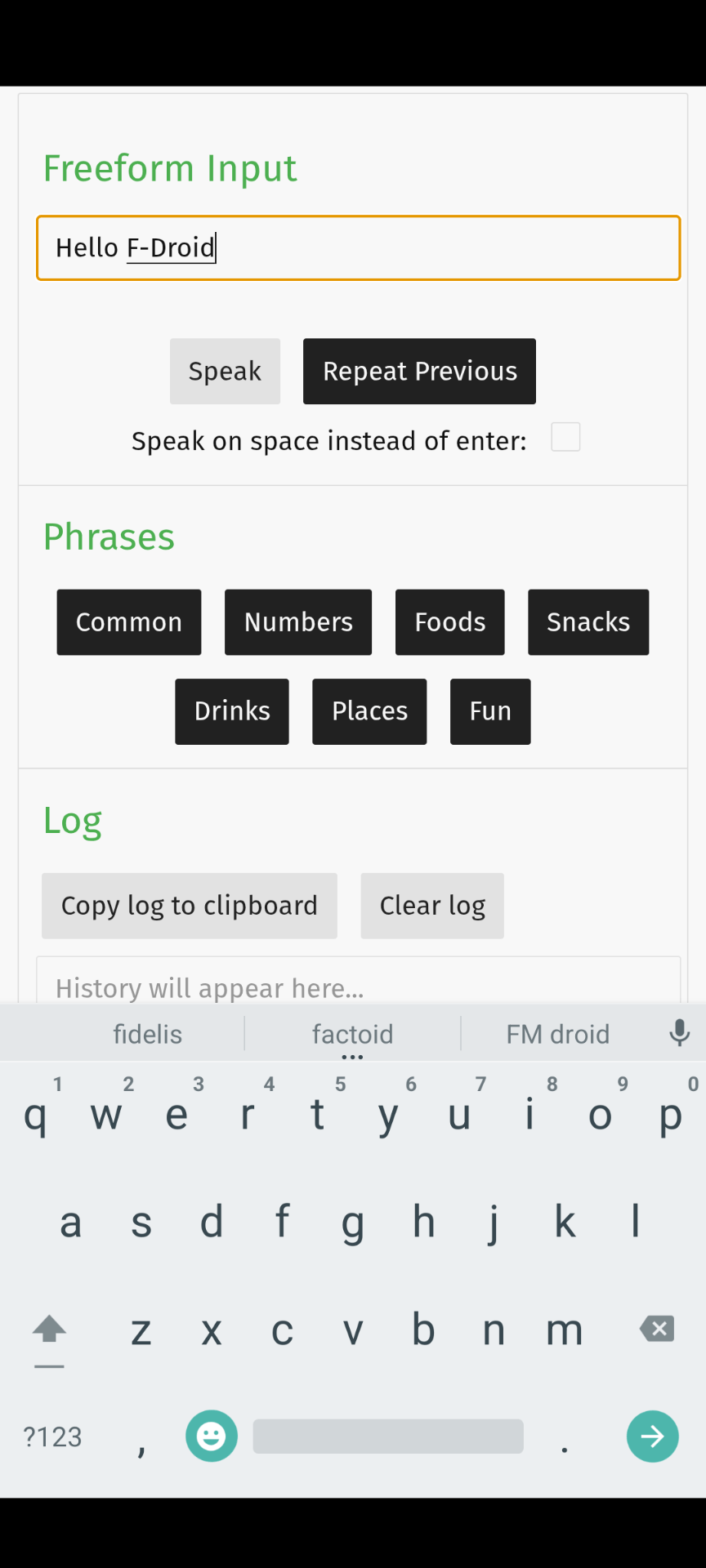 Screenshot of Udderance AAC