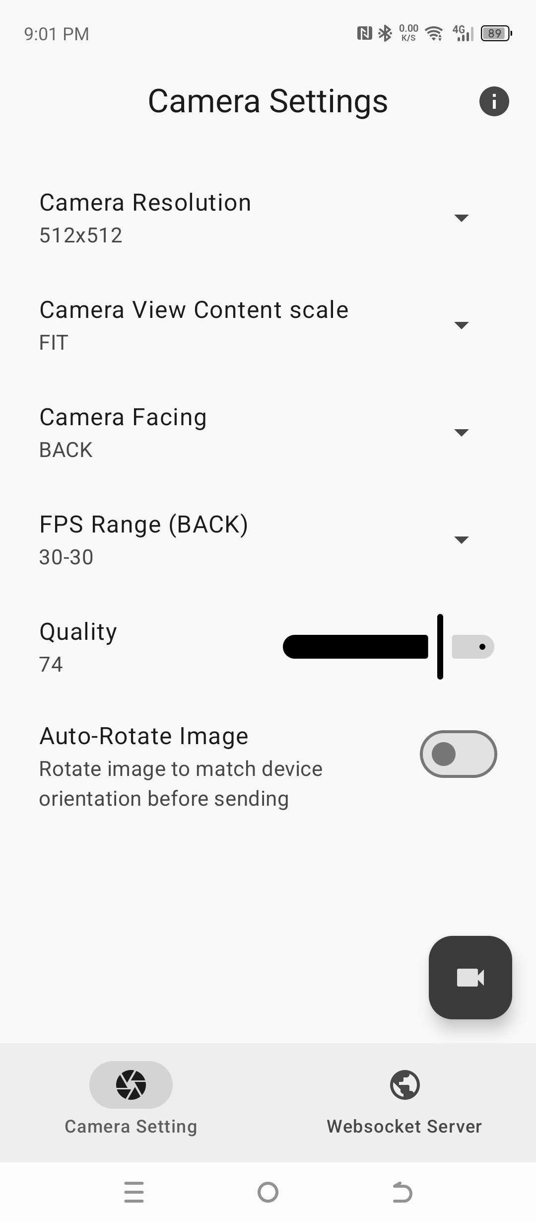 Screenshot of Websocket CAM