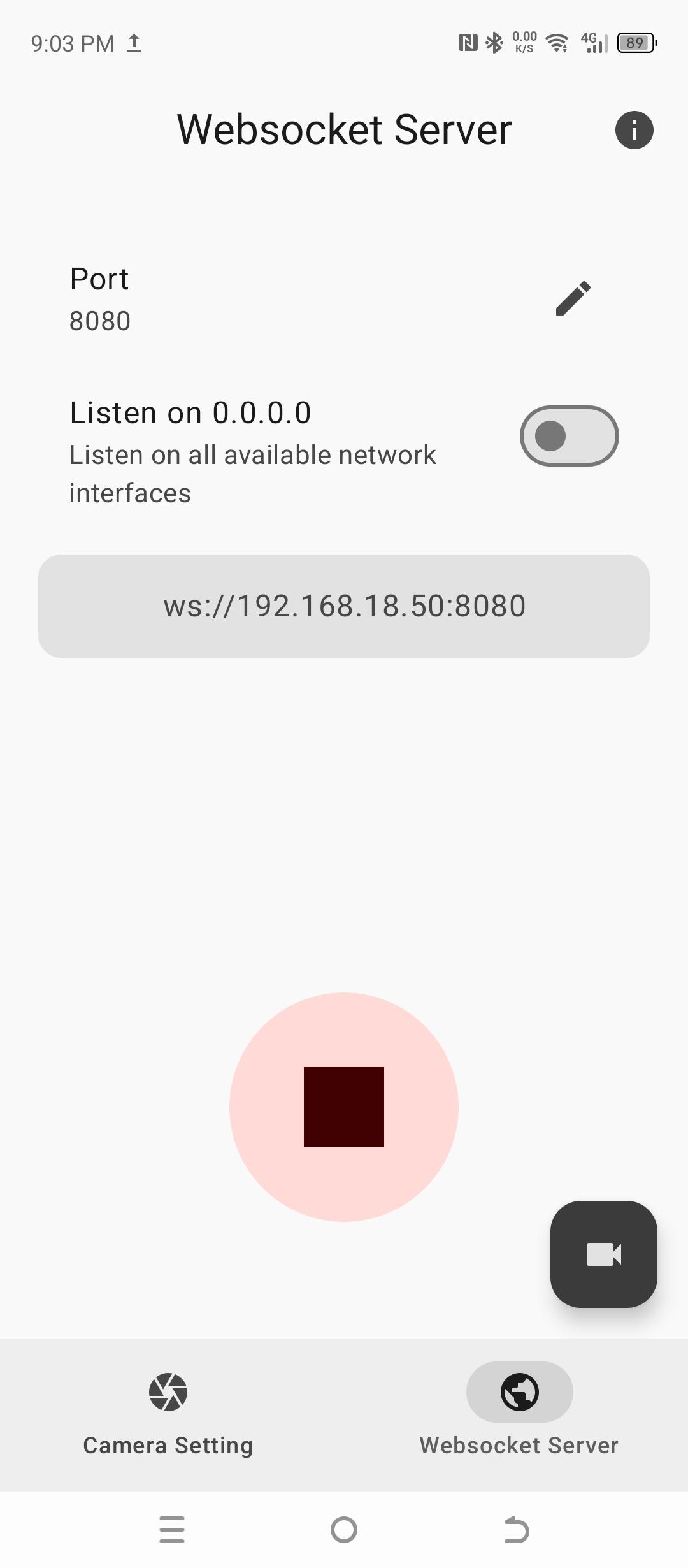 Screenshot of Websocket CAM