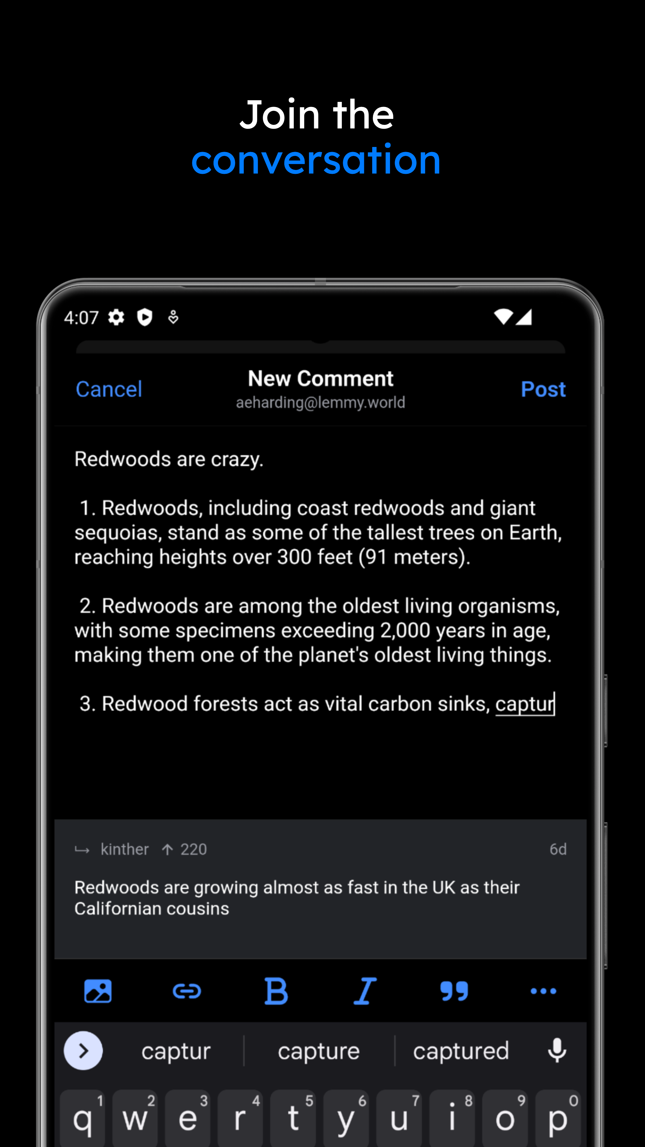 Screenshot of Voyager for Lemmy