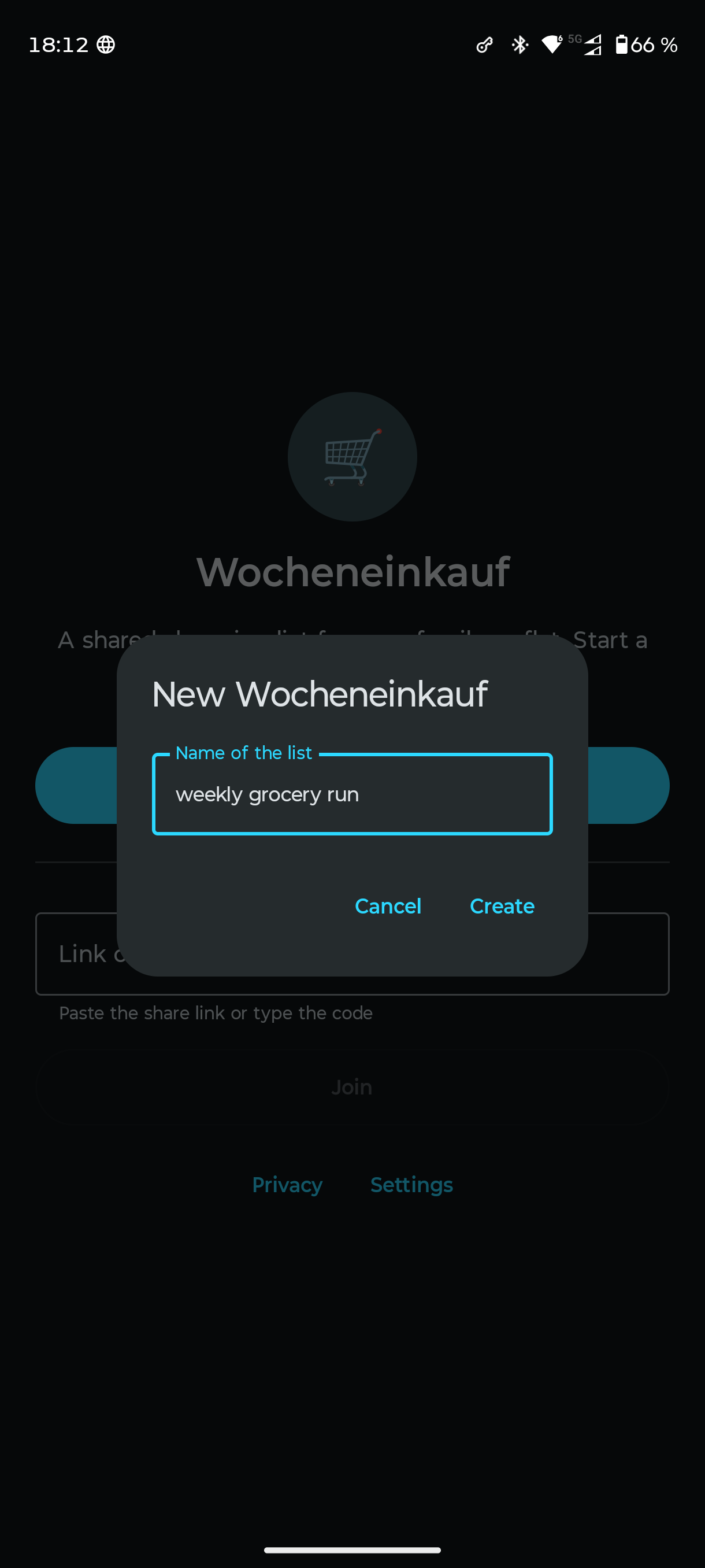 Screenshot of Wocheneinkauf