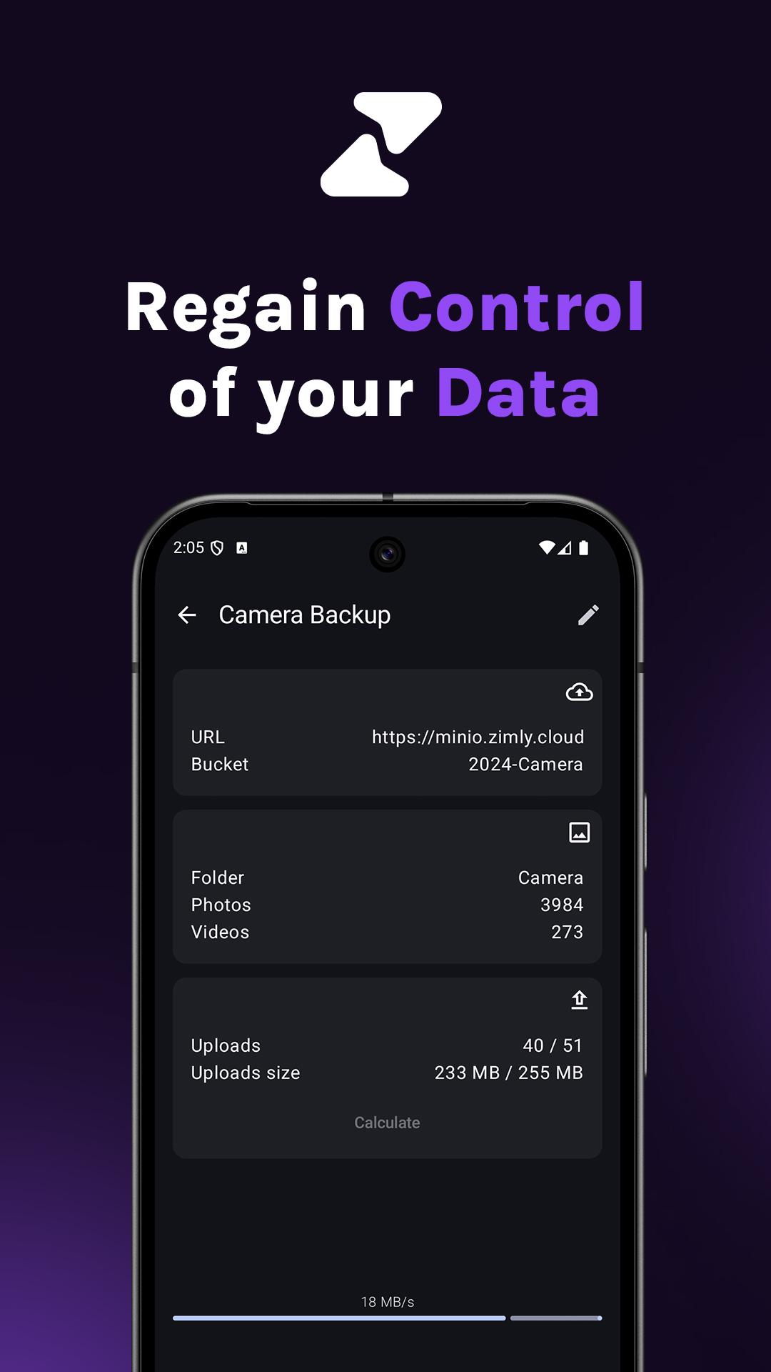 Screenshot of Zimly S3 Backup
