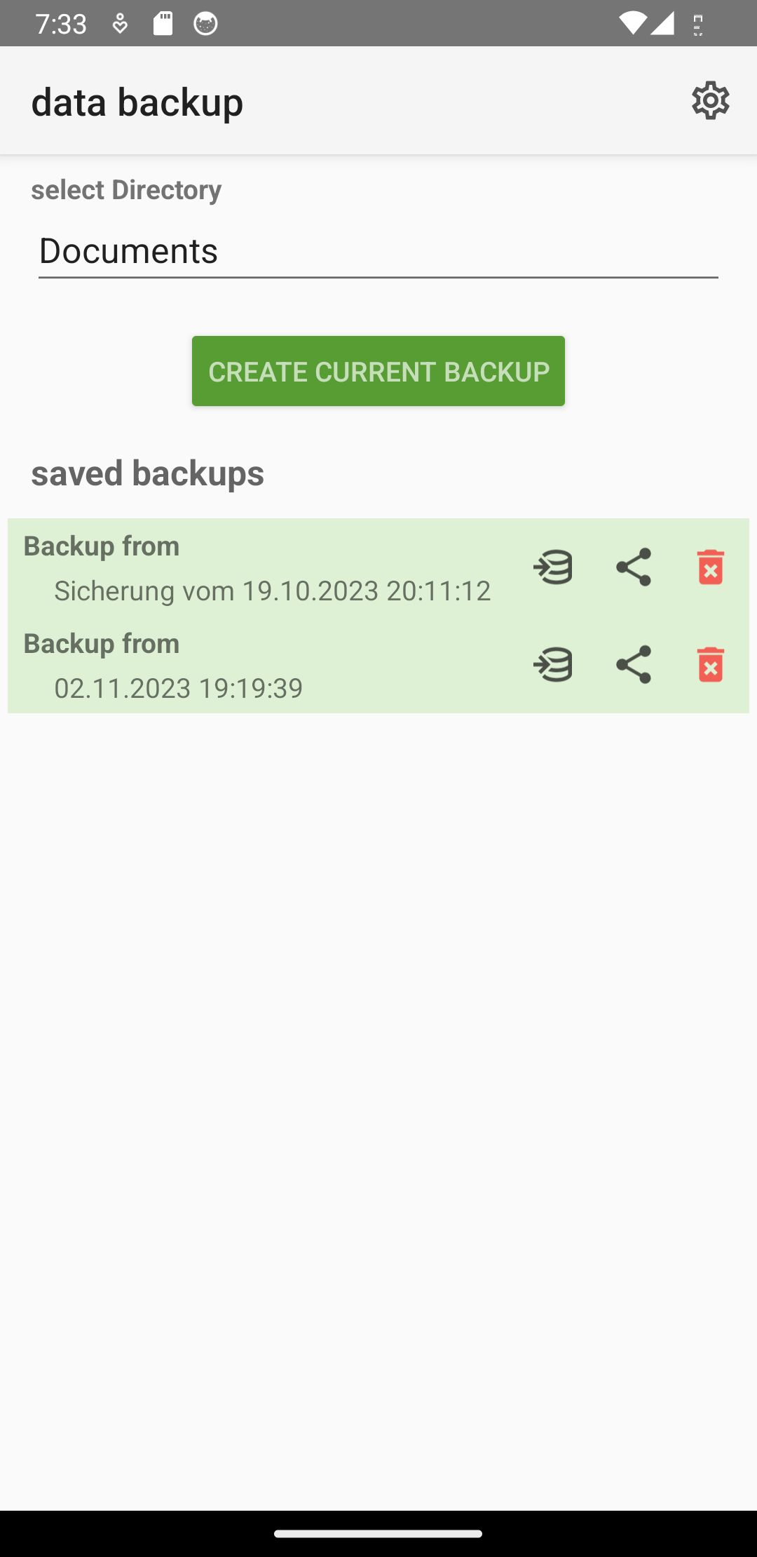 Screenshot of Working Time Account