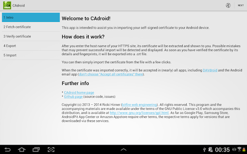 Screenshot of CAdroid