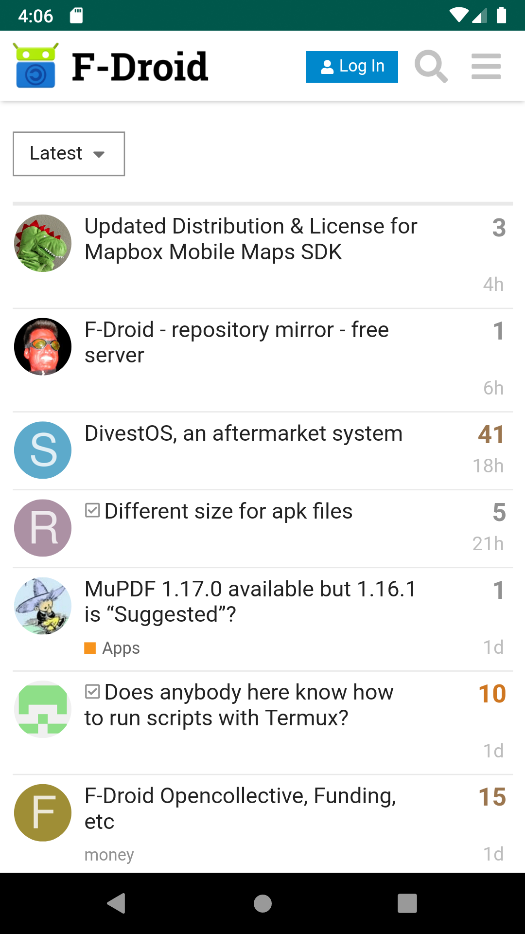 Screenshot of F-Droid Forum