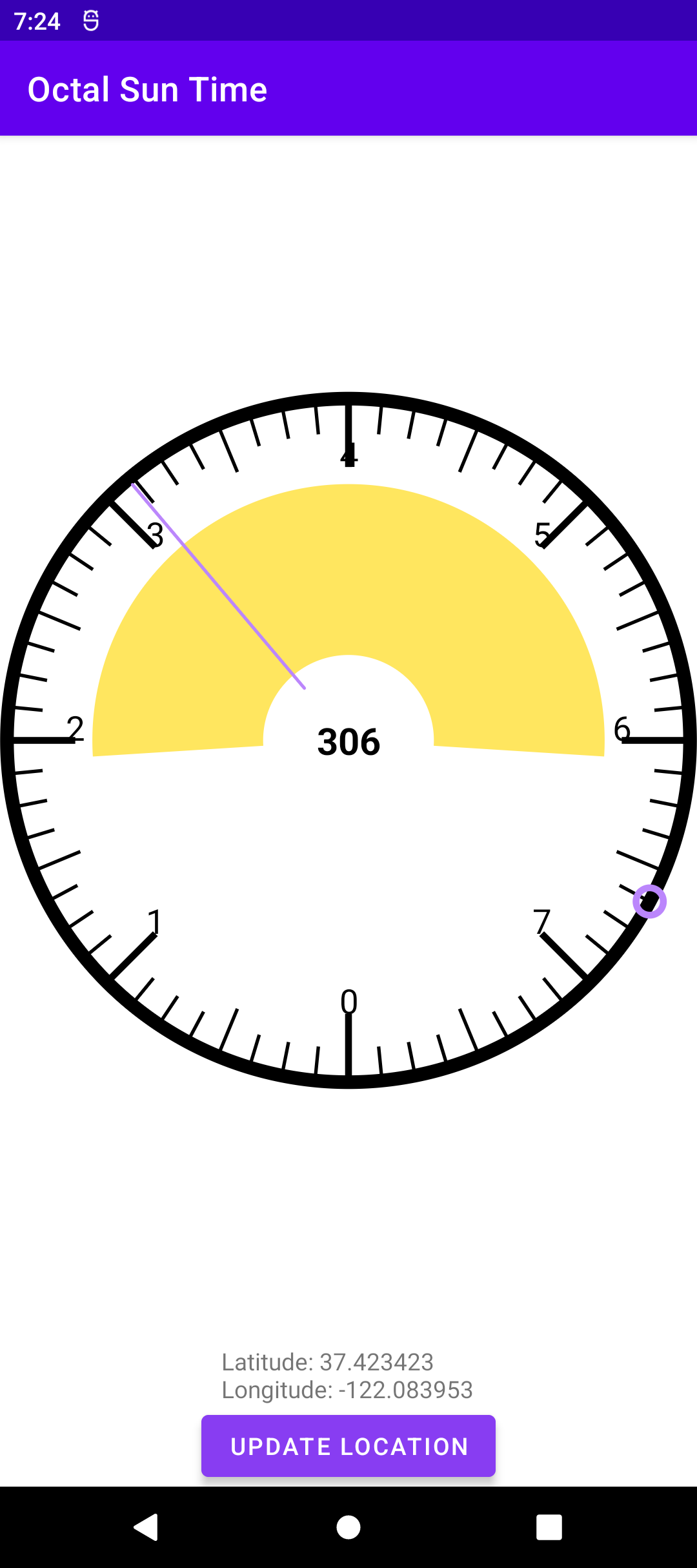 Screenshot of Octal Sun Time