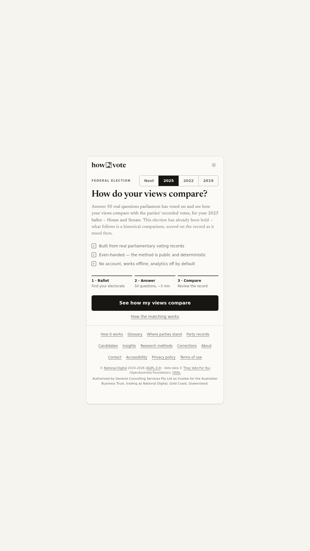 Screenshot of How2Vote