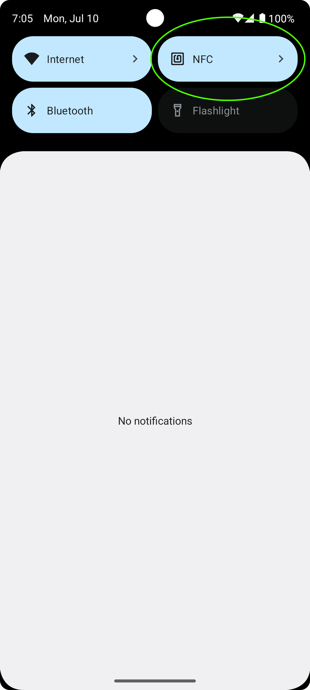 Screenshot of NFC Quick Settings