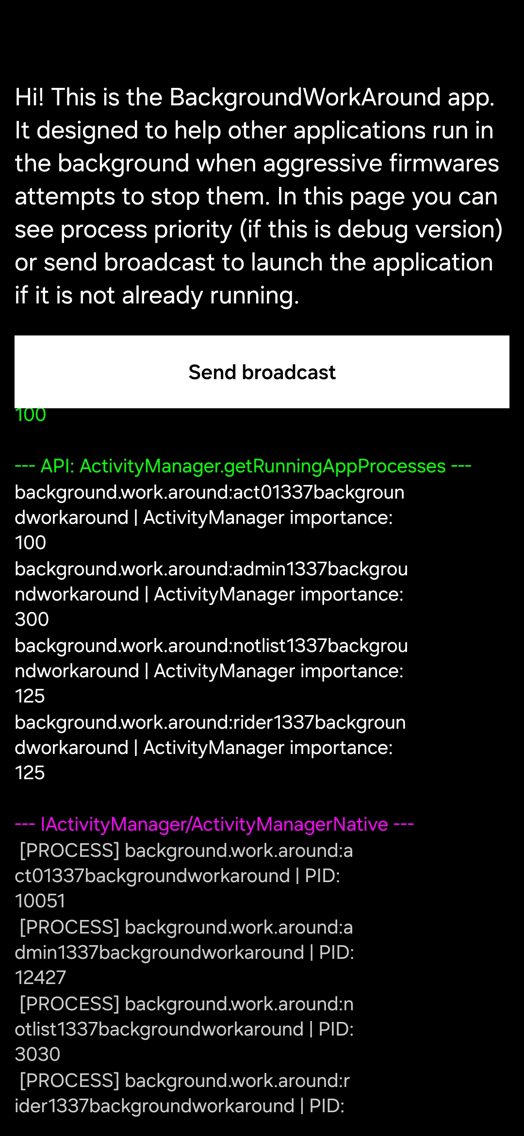 Screenshot of BackgroundWorkAround