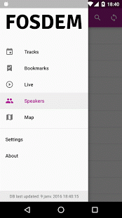Screenshot of FOSDEM Companion