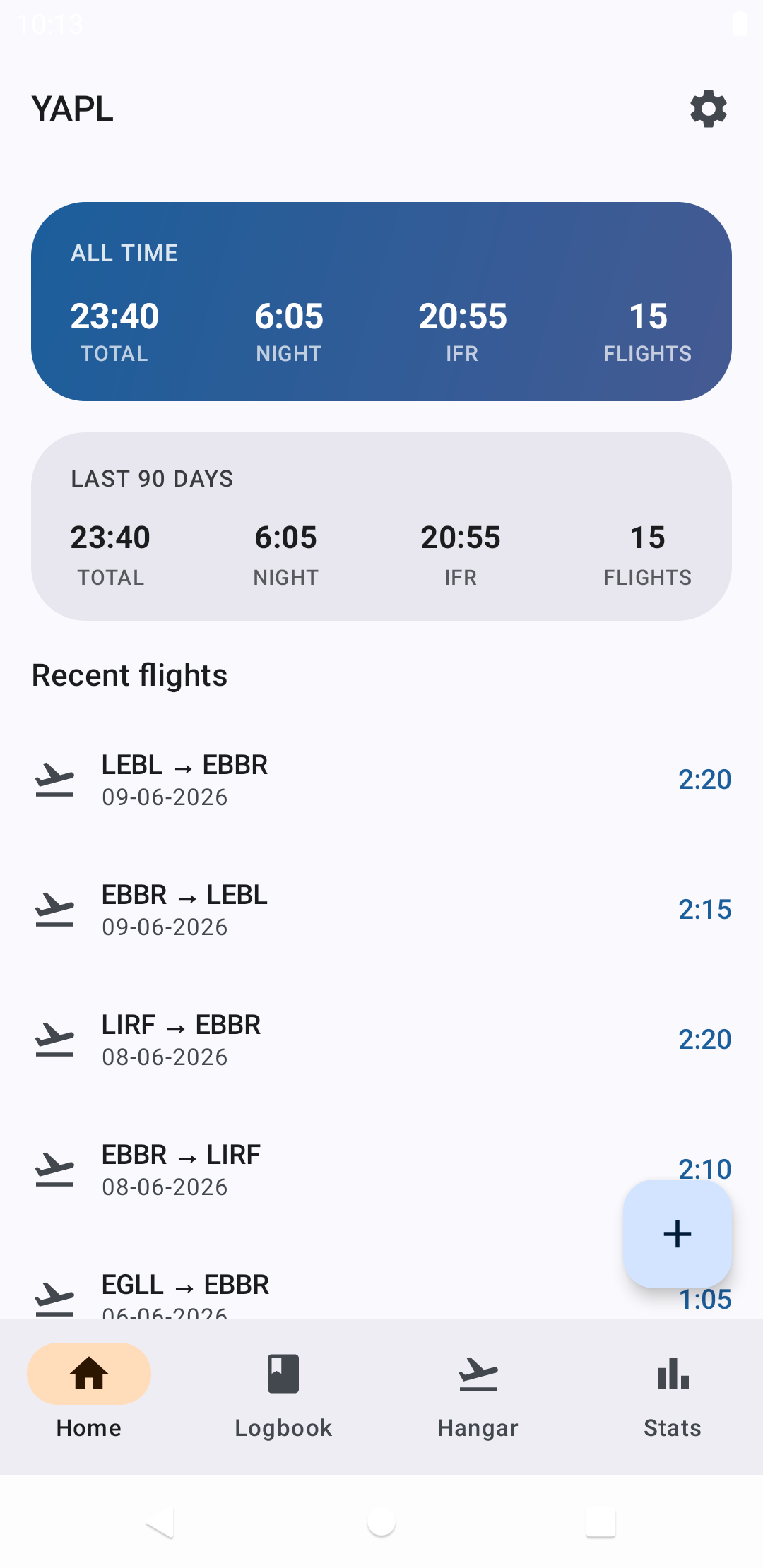 Screenshot of YAPL — Yet Another Pilot Log