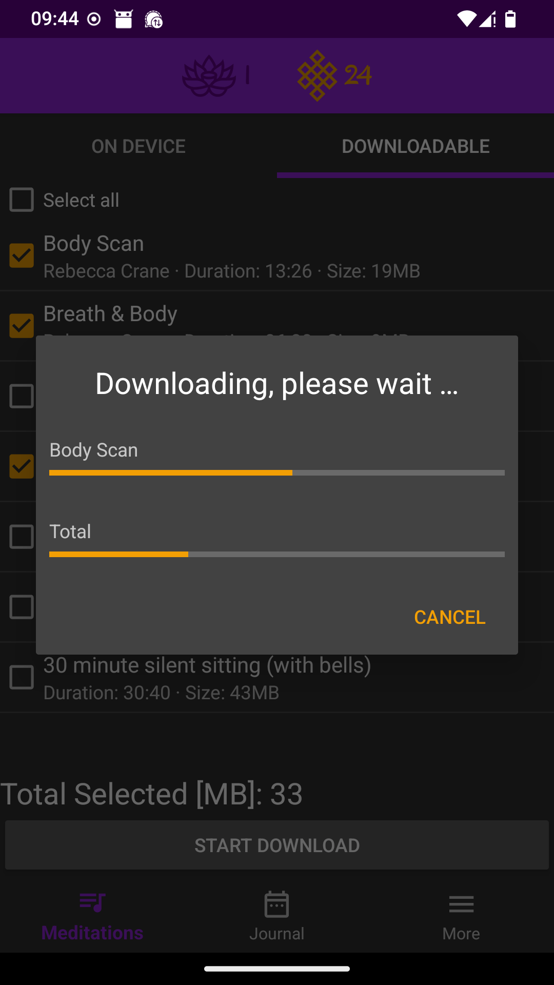 Screenshot of Mindfulness Meditation