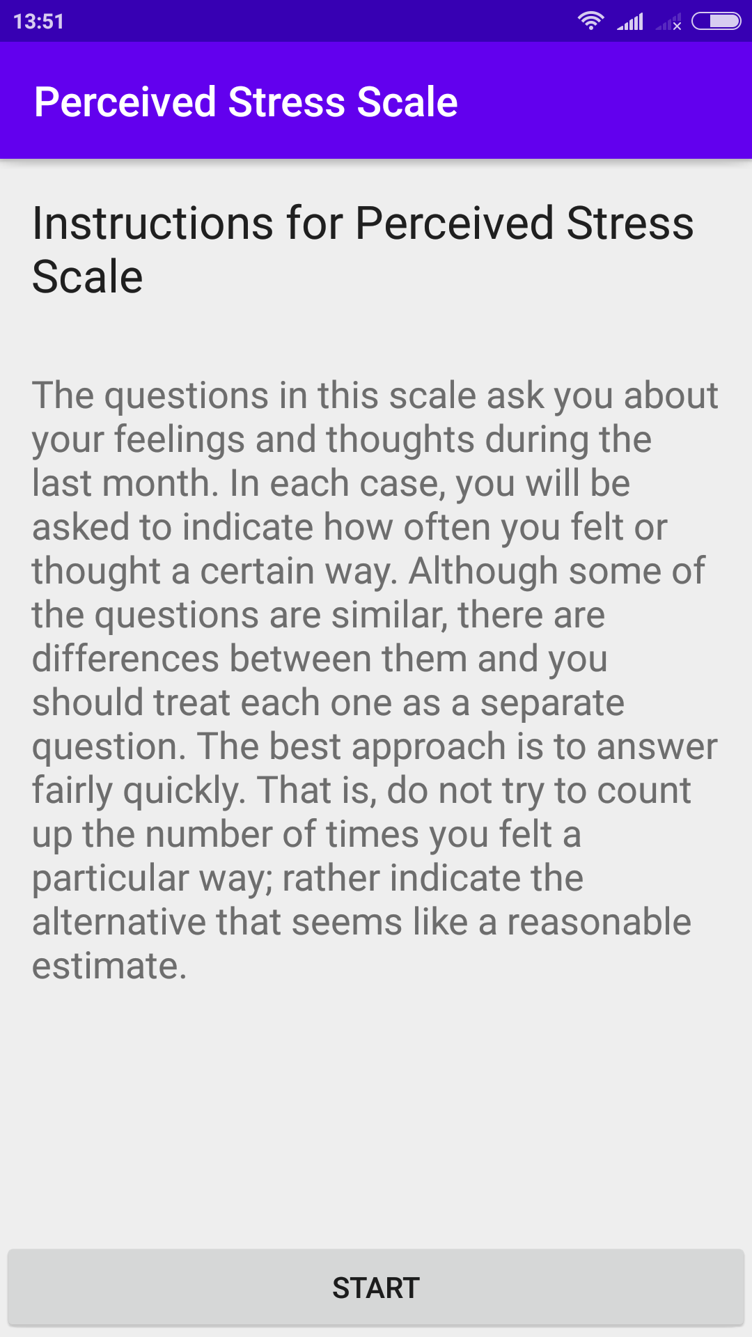 Screenshot of Perceived Stress Scale