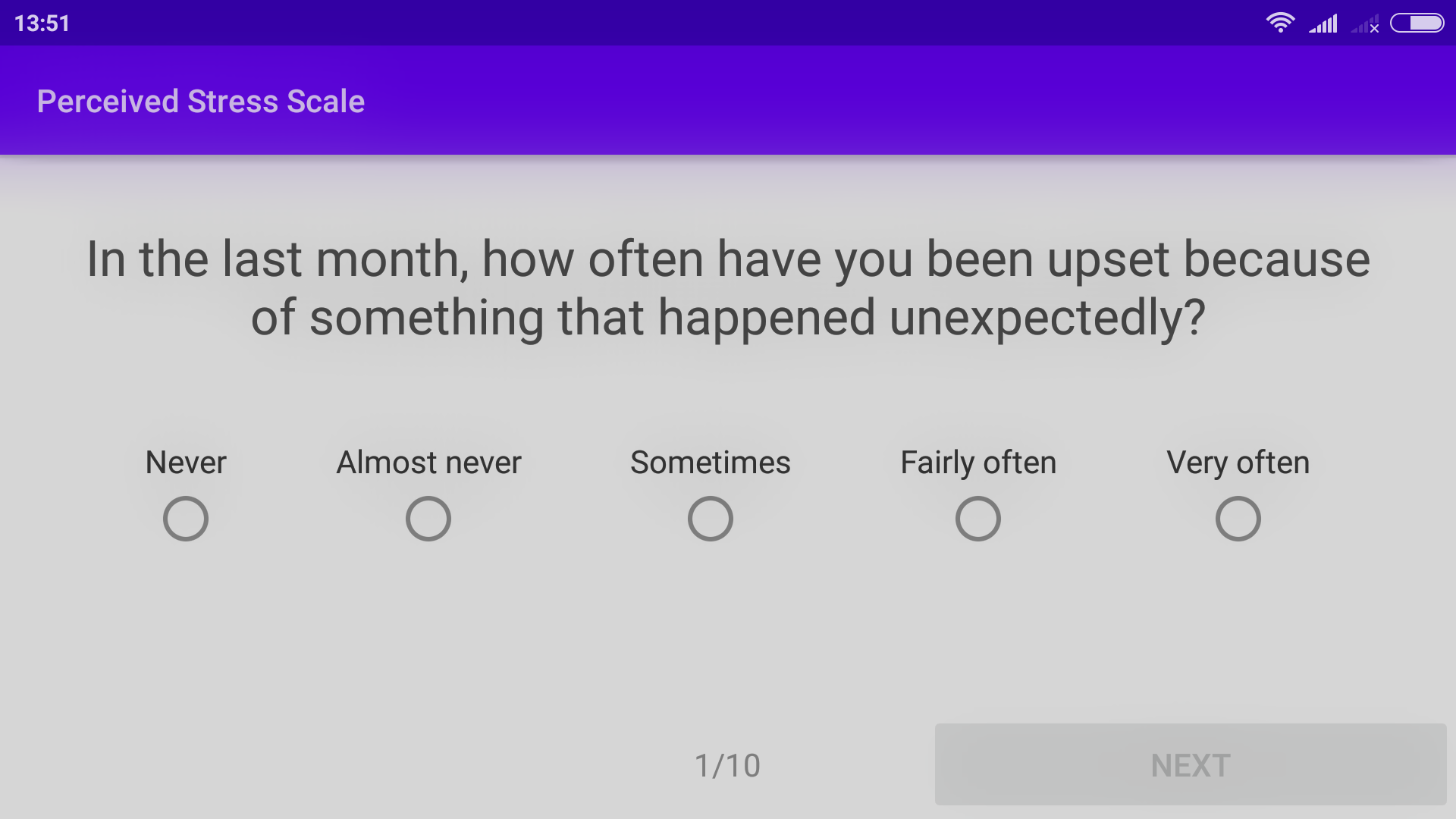 Screenshot of Perceived Stress Scale