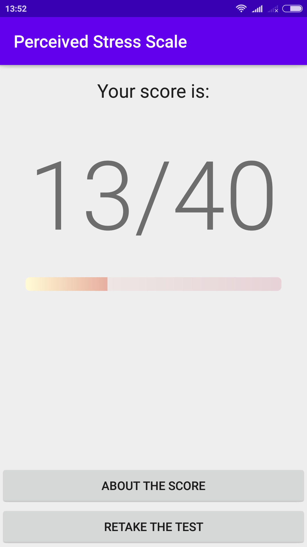 Screenshot of Perceived Stress Scale