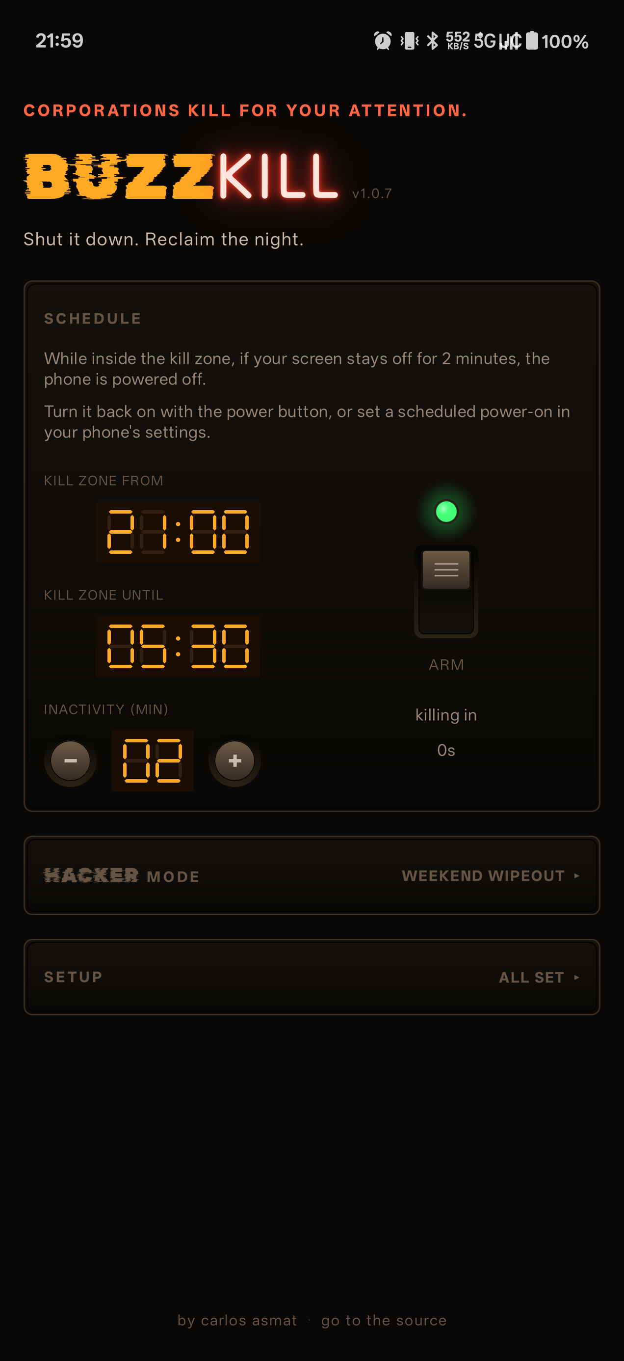 Screenshot of BuzzKill