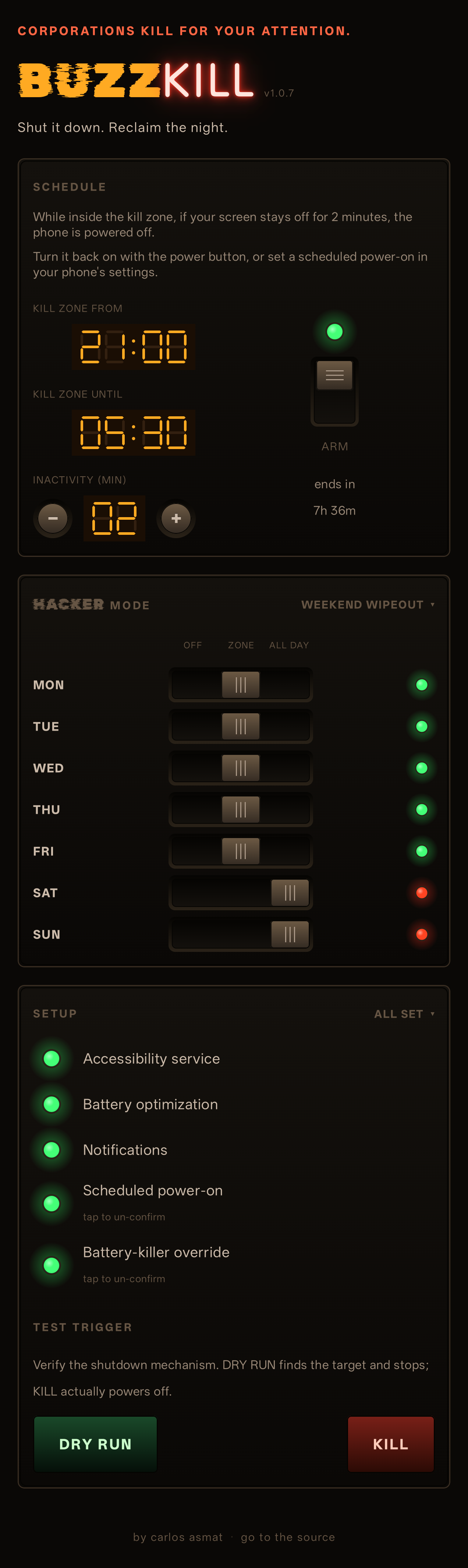Screenshot of BuzzKill