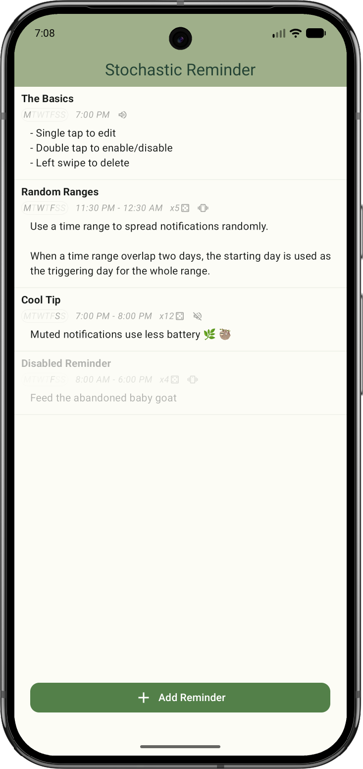 Screenshot of Stochastic Reminder