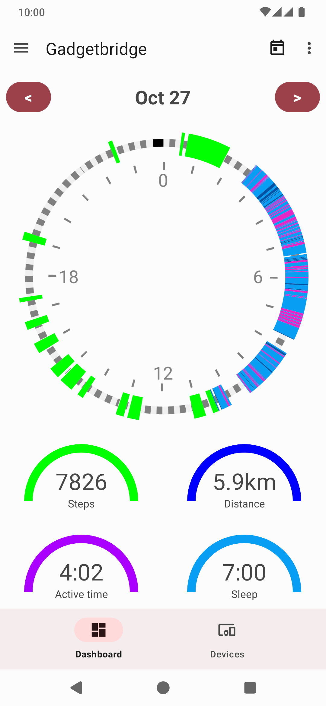Screenshot of Gadgetbridge