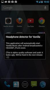 Screenshot of Headphone detector for Vanilla Music