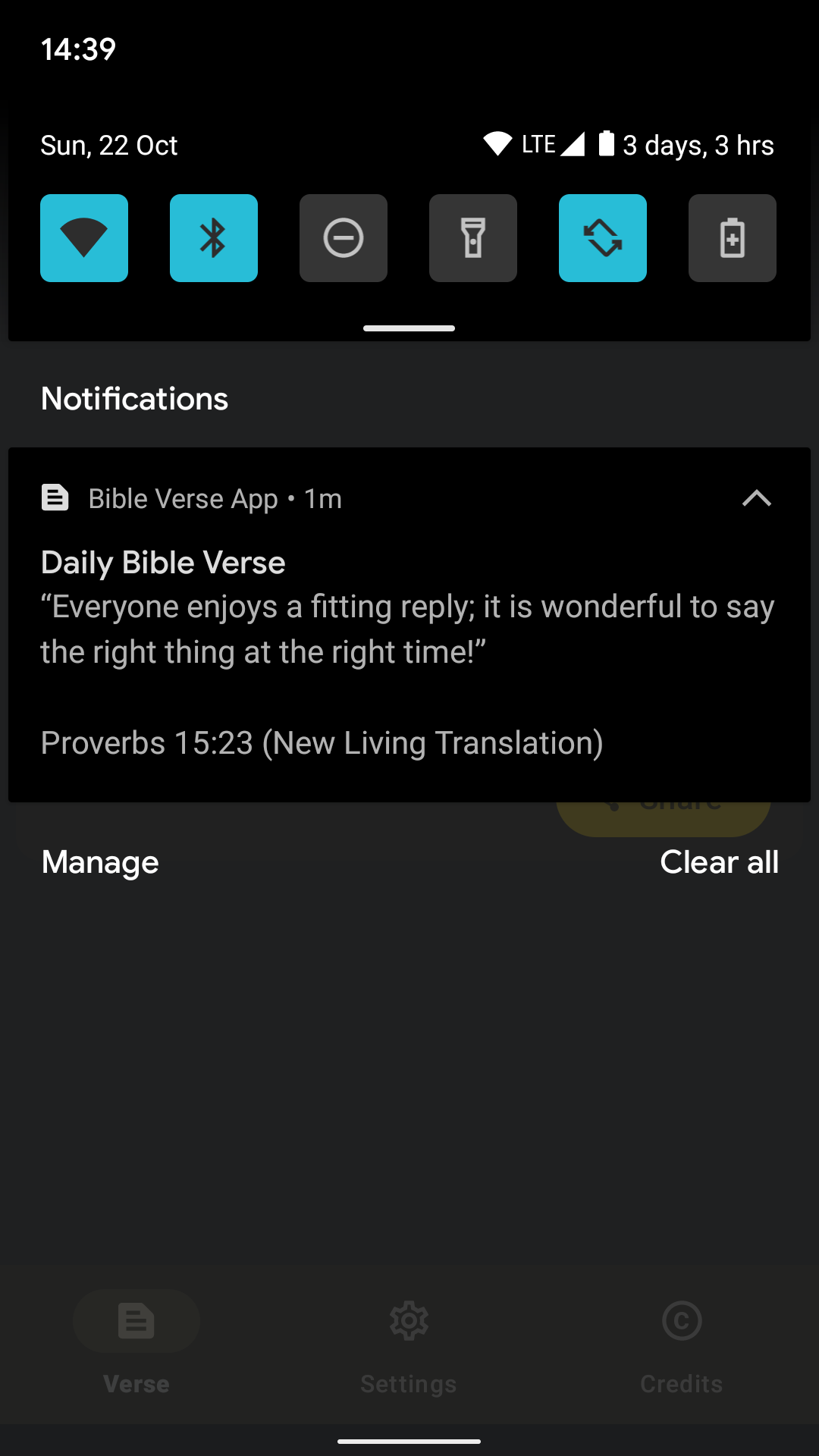 Screenshot of Bible Verse App