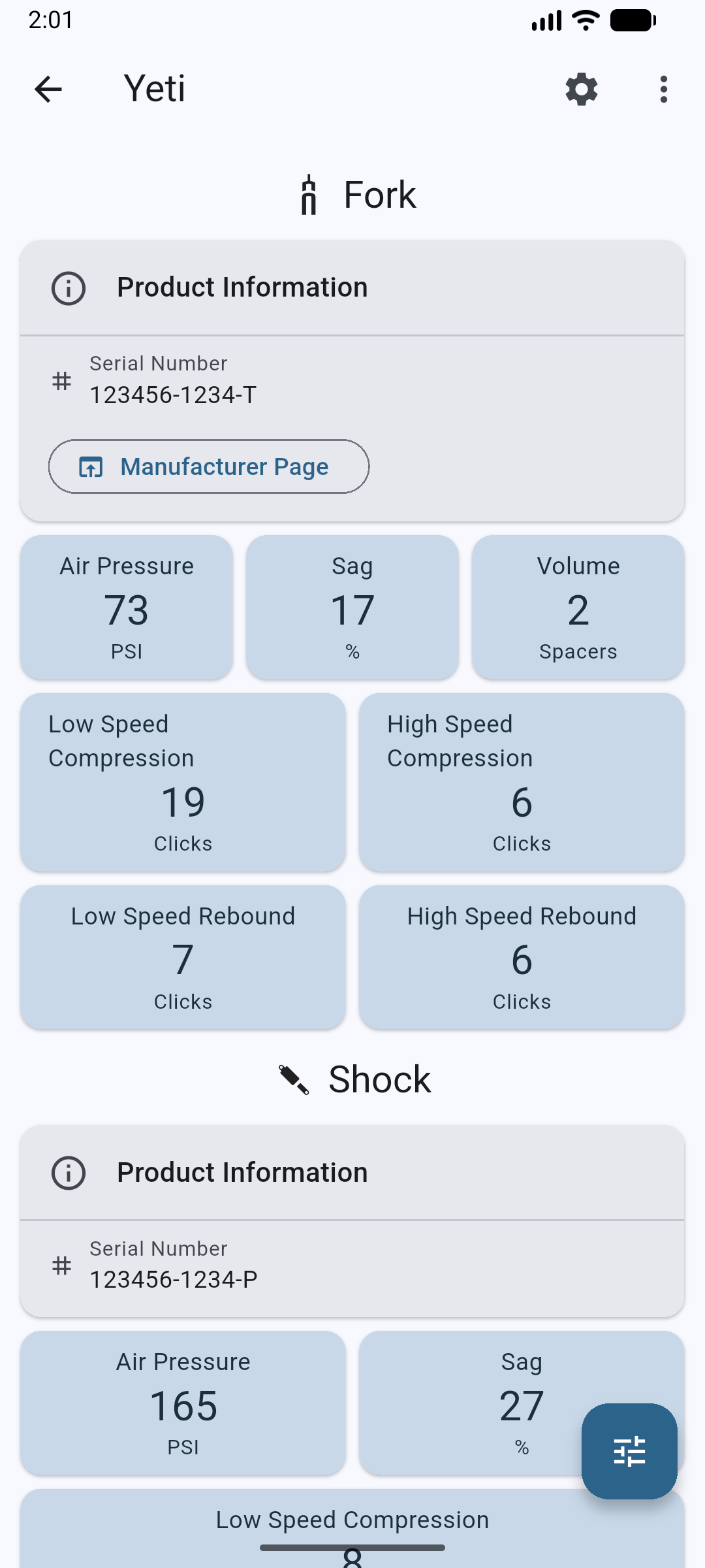 Screenshot of Suspension Setup