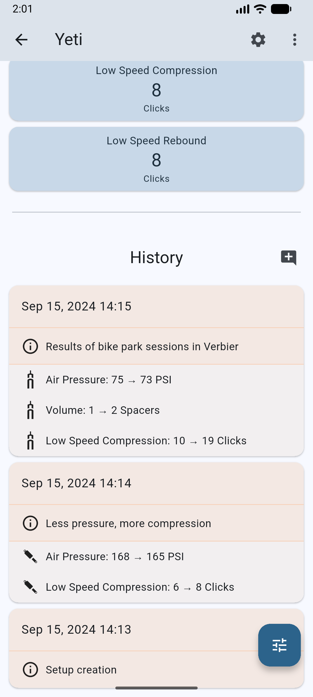 Screenshot of Suspension Setup