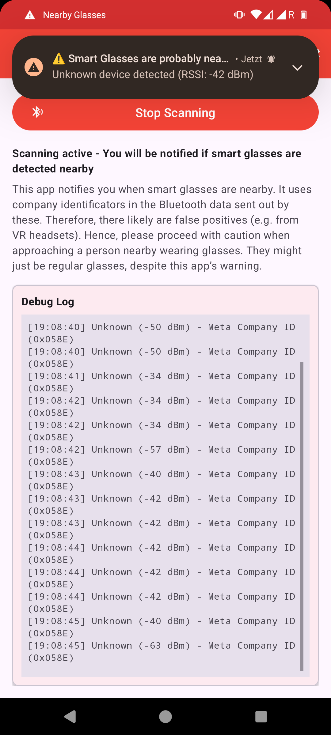 Screenshot of Nearby Glasses